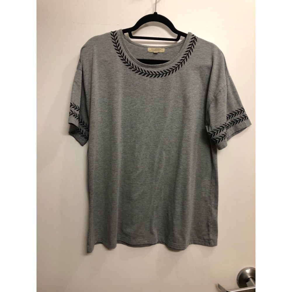 Called to Surf grey embroidered top